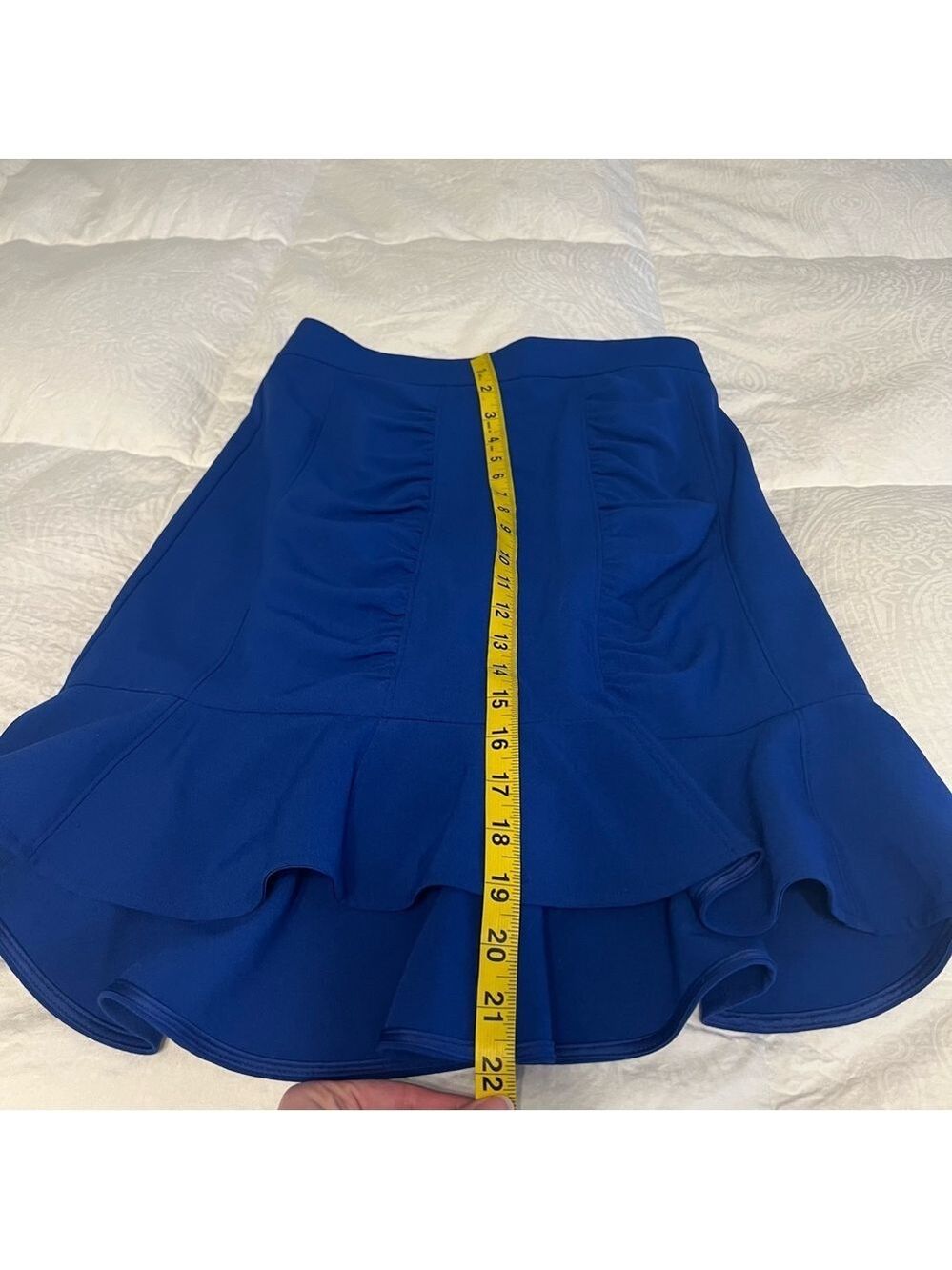 Anthropologie HD Paris Size 4 Blue Winnow Trumpet Tulip Peplum Skirt Officecore - Picture 8 of 8